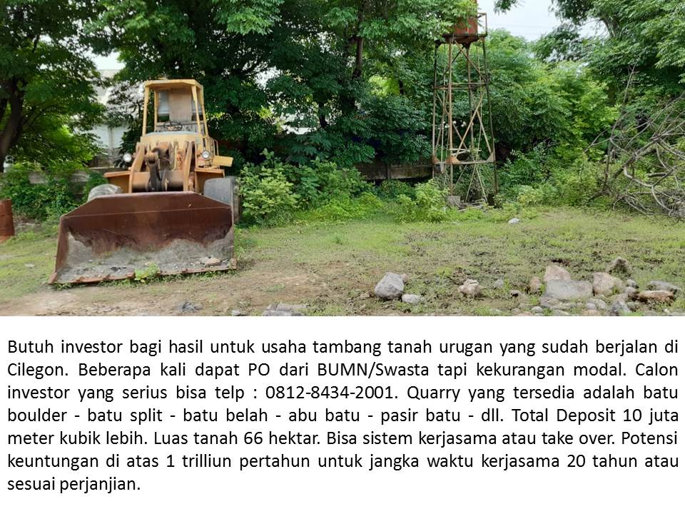 Mencari dana hibah untuk usaha tambang batu boulder yang sud 796547381-dicari-investor-tanah