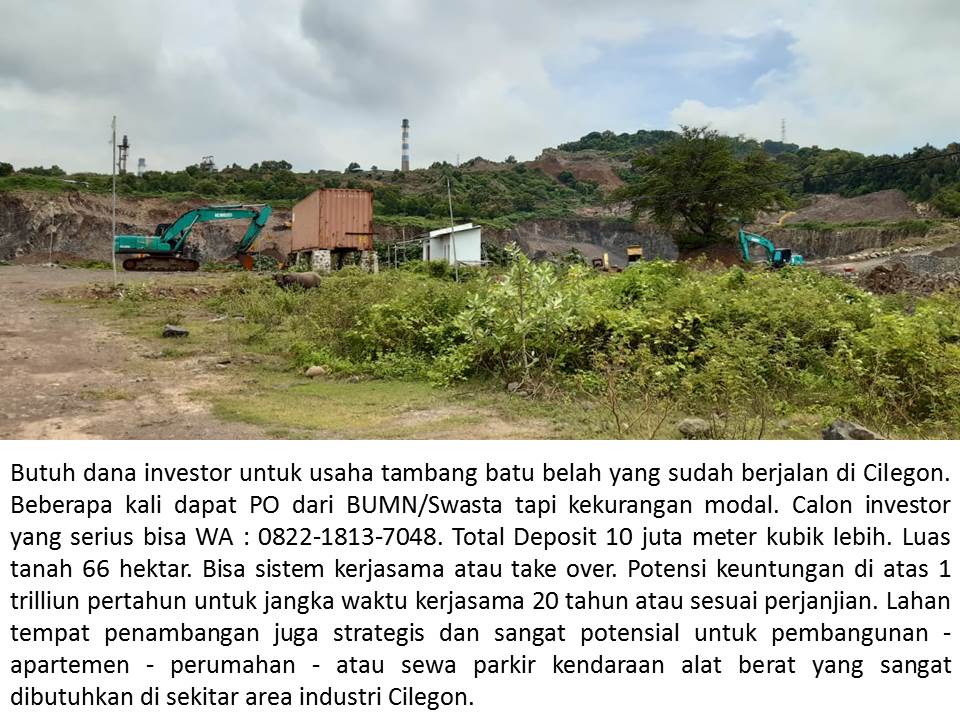 Cari investor lokal untuk usaha tambang pasir silika yang sudah berjalan di Cilegon 977961572-mencari-investor-pertanian